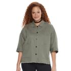 Plus Size Rock & Republic&reg; Embroidered Frayed Shirt, Women's, Size: 3xl, Med Purple