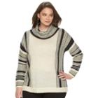 Plus Size Chaps Striped Cowlneck Sweater, Women's, Size: 3xl, White Oth