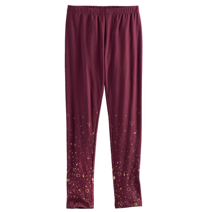 Girls 7-16 & Plus Size Mudd&reg; Patterned Soft Leggings, Size: 14 1/2, Purple