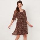 Women's Lc Lauren Conrad Print Pleated Dress, Size: Medium, Dark Red