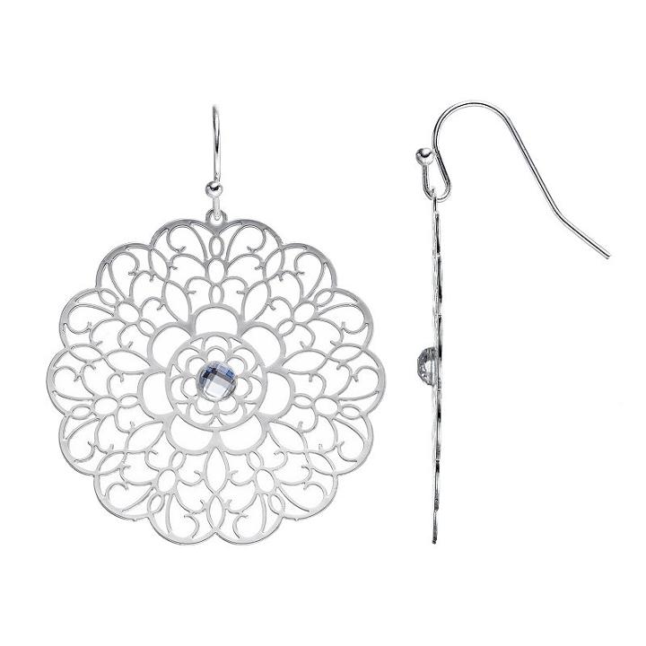 Lc Lauren Conrad Filigree Flower Drop Earrings, Women's, Silver