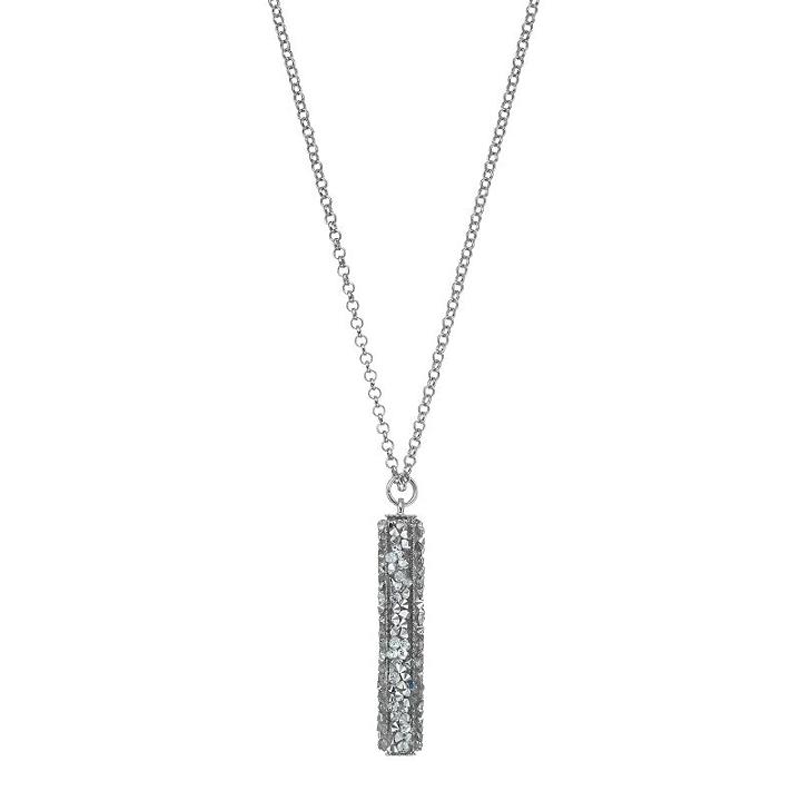 Long Faceted Stone Bar Pendant Necklace, Women's, Silver