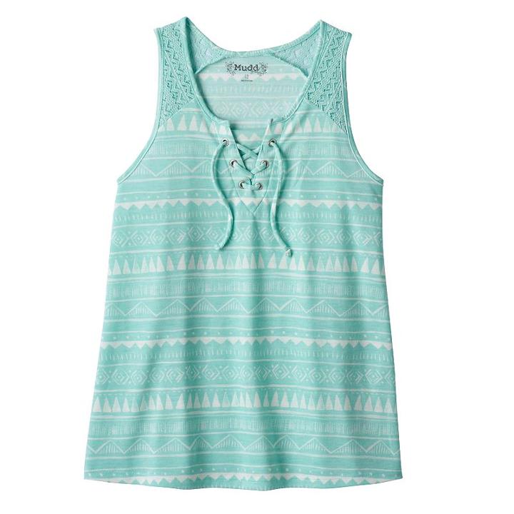 Girls 7-16 Mudd&reg; Lace-up Tank Top, Girl's, Size: 10, Brt Green