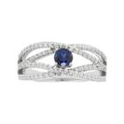 Boston Bay Diamonds 14k White Gold Sapphire & 3/8 Carat T.w. Diamond Twist Engagement Ring, Women's, Size: 6, Blue