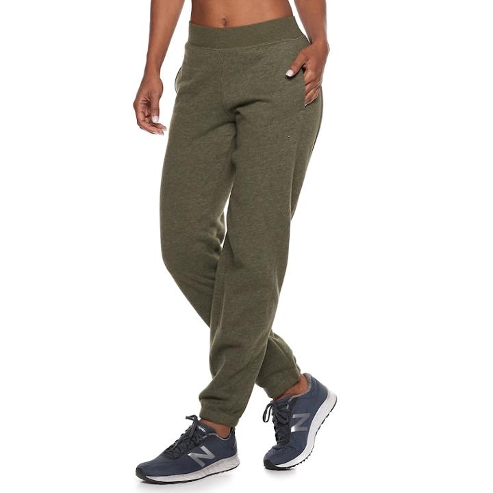 Women's Tek Gear&reg; Fleece Banded Bottom Mid-rise Sweatpants, Size: Medium, Dark Green