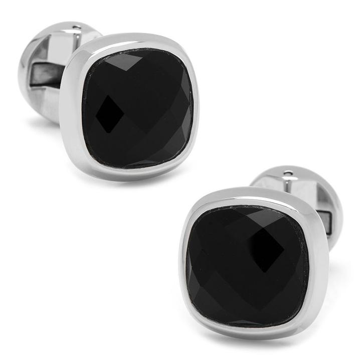 Faceted Onyx Cushion Cuff Links, Men's