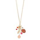 Leaf & Fireball Charm Necklace, Women's, Pink Other