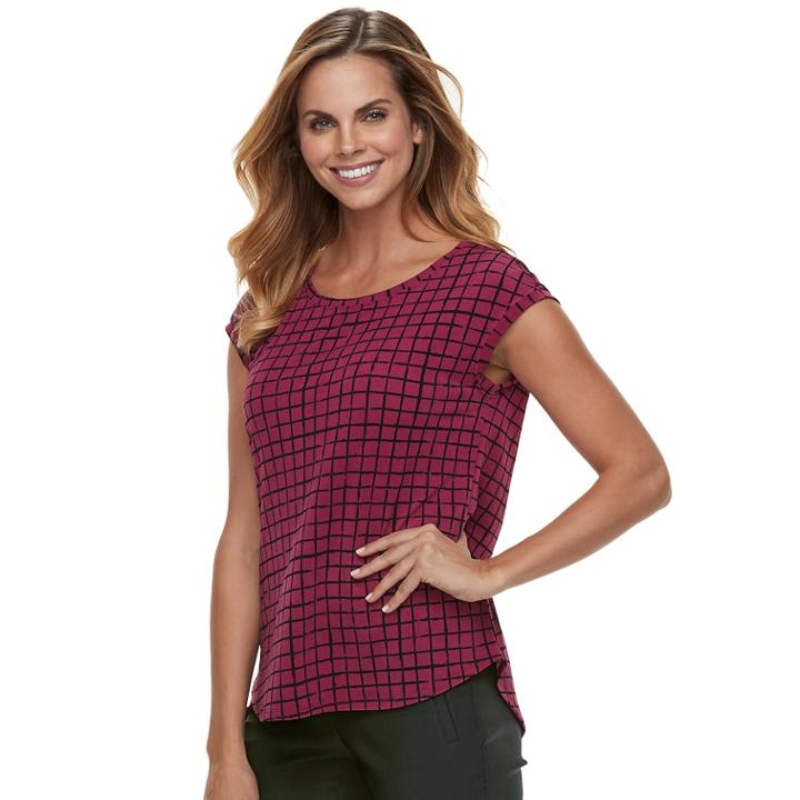Women's Elle&trade; Printed Crepe Top, Size: Xxl, Drk Purple