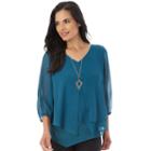 Women's Apt. 9&reg; Chiffon Popover Top, Size: Regular, Med Green
