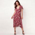 Women's Lc Lauren Conrad Faux-wrap Midi Dress, Size: Xxl, Med Red