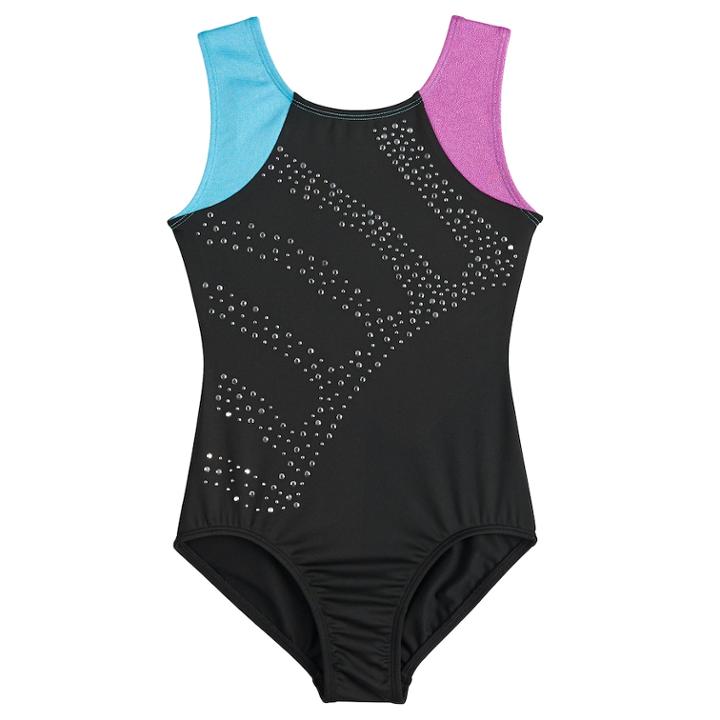 Girls 4-14 Jacques Moret Shimmery Dance Leotard, Size: Large, Black