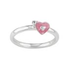 Journee Collection Sterling Silver Heart Charm Ring, Women's, Size: 7, Pink