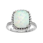 Lab-created White Opal & White Sapphire Sterling Silver Halo Ring, Women's, Size: 9
