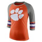 Women's Nike Clemson Tigers Striped Sleeve Tee, Size: Xxl, Orange