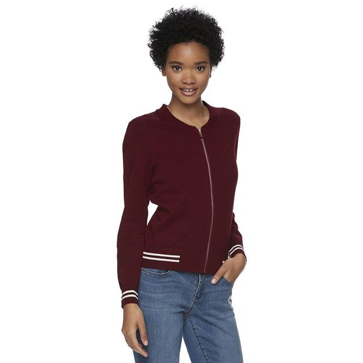 Juniors' My Michelle Bomber Sweater, Girl's, Size: Small, Drk Purple