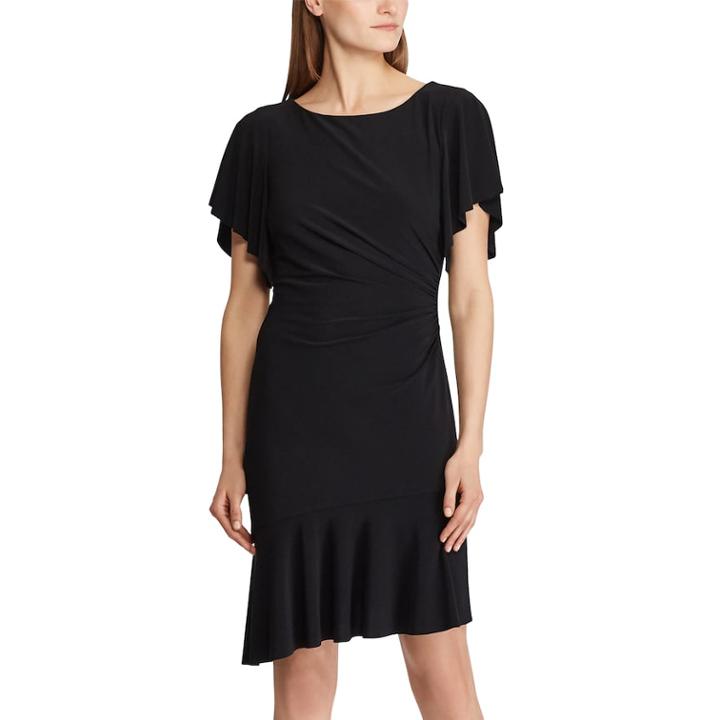 Women's Chaps Floral Flounce Hem Dress, Size: Large, Black