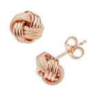 14k Rose Gold Textured Love Knot Stud Earrings, Women's, Pink