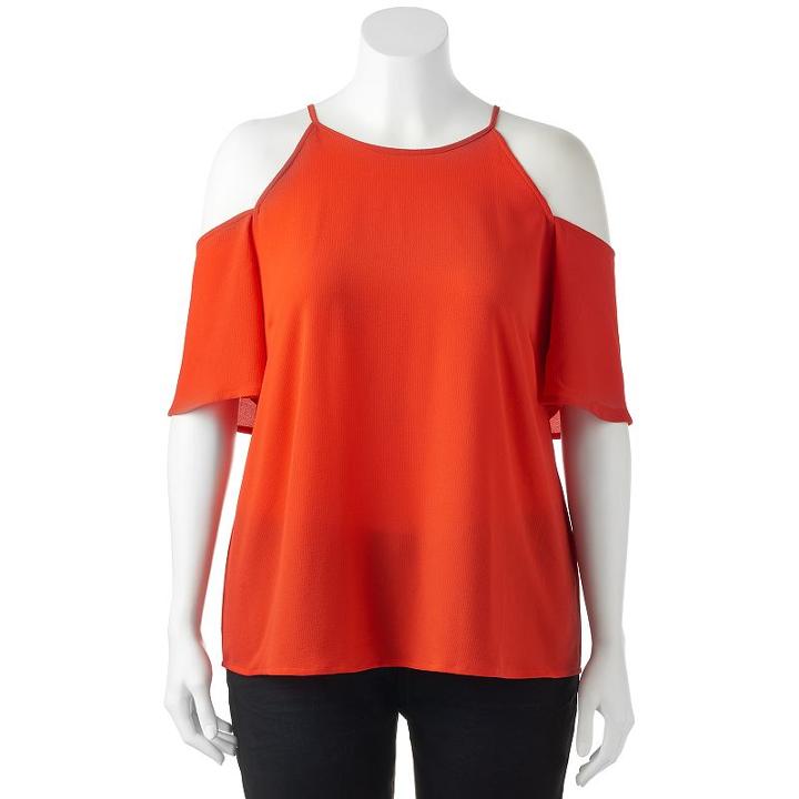 Juniors' Plus Size Heartsoul Woven Cold Shoulder Top, Girl's, Size: 2xl, Med Orange