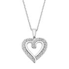 Sterling Silver 1/10 Carat T.w. Diamond Heart Pendant, Women's, Size: 18, White