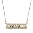 Crystal Collection Crystal 14k Gold-plated Faith Cross Bar Necklace, Women's, Yellow
