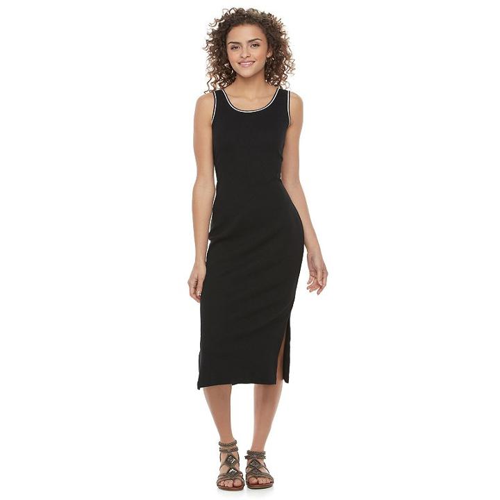 Juniors' So&reg; Tipped Midi Tank Dress, Girl's, Size: Large, Black