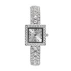 Studio Time Women's Simulated Crystal Cuff Watch, Silver