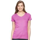 Women's Croft & Barrow&reg; Essential V-neck Tee, Size: Large, Dark Pink