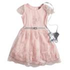 Girls 4-6x Knitworks Lace Skater Dress & Purse Set, Size: 6x, Light Pink