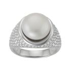 Sterling Silver Freshwater Cultured Pearl & Cubic Zirconia Dome Ring, Women's, Size: 5, White