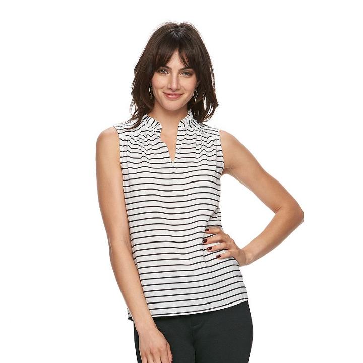 Women's Elle&trade; Smocked Ruffle Top, Size: Medium, White