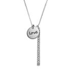 Crystal Collection Crystal Silver-plated Love Disc Charm & Stick Pendant Necklace, Women's, Grey