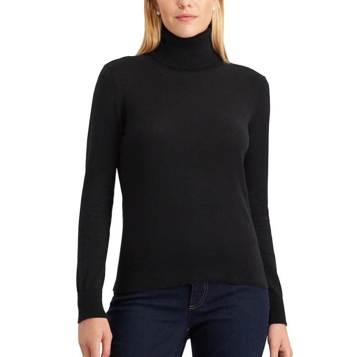 Women's Chaps Turtleneck Sweater, Size: Xl, Black