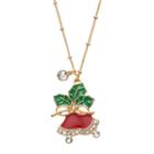 14k Gold-plated Crystal Holiday Bell Charm Necklace, Women's, White