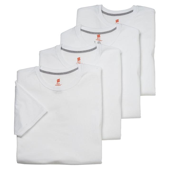 Men's Hanes Ultimate 4-pack Slim-fit Comfortblend Tees, Size: Small, White