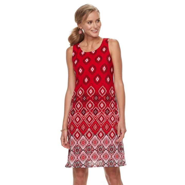 Petite Dana Buchman Printed Mesh Overlay Sheath Dress, Women's, Size: M Petite, Med Red