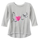 Girls 7-16 Miss Chievous 3/4-length Sleeve Sequin High-low Hem Lurex Tee, Girl's, Size: Large, Med Grey