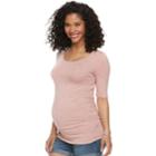 Maternity A:glow Scoopneck Ruched Tee, Women's, Size: L-mat, Lt Orange