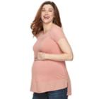 Maternity A:glow Georgette Trim Tee, Women's, Size: M-mat, Med Pink