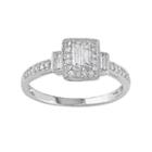 Diamond Rectangle Halo Engagement Ring In 10k White Gold (1/3 Ct. T.w.), Women's, Size: 8