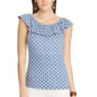 Petite Chaps Printed Off-the-shoulder Top, Women's, Size: Xs Petite, Pink Ovrfl