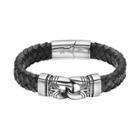 Focus For Men Stainless Steel & Leather Braided Tribal Bracelet