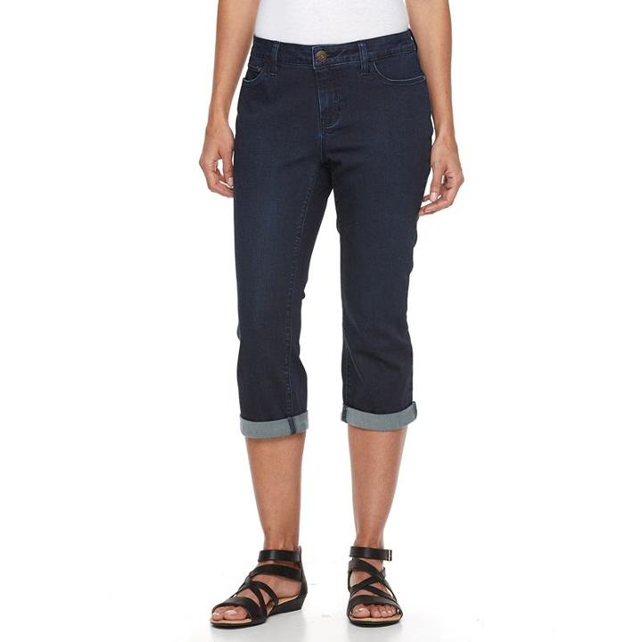 Women's Croft & Barrow&reg; Cuffed Capri Jeans, Size: 14, Med Blue