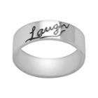 Stainless Steel Laugh Inspirational Ring, Women's, Size: 7, Grey