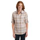 Women's Dickies Plaid Twill Roll-tab Shirt, Size: Small, Grey