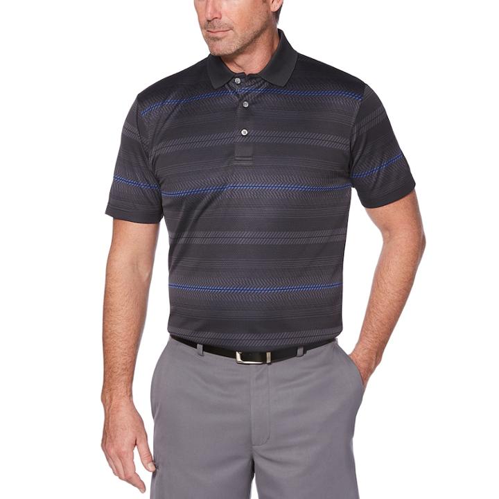 Men's Grand Slam Regular-fit Jacquard Striped Performance Golf Polo, Size: Xl, Oxford