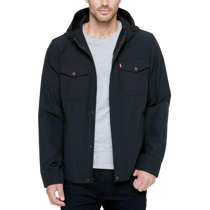 Men's Levi's&reg; Arctic Cloth Hooded Rain Jacket, Size: Xxl, Black