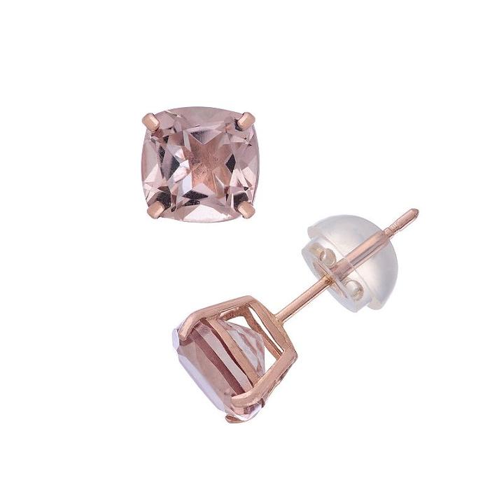 14k Rose Gold Simulated Morganite Stud Earrings, Women's, Pink