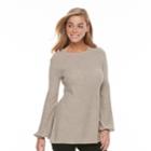 Women's Apt. 9&reg; Ribbed Metallic Crewneck Sweater, Size: Medium, Lt Beige