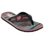 Men's Wisconsin Badgers Striped Flip Flop Sandals, Size: Xl, Black