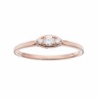 Lc Lauren Conrad 10k Rose Gold 1/8 Carat T.w. Diamond 3-stone Marquise Ring, Women's, White
